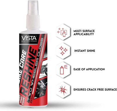 VISTA Liquid Car Polish for Bumper, Metal Parts, Tyres, Exterior, Leather(250 ml, Pack of 2)