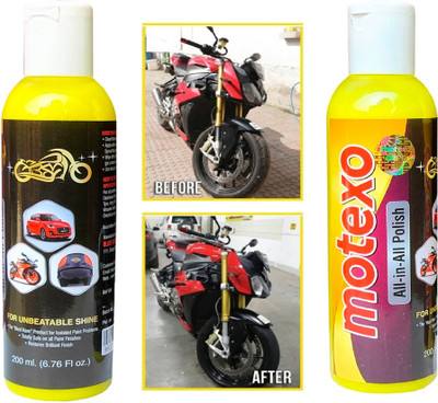 MOTEXO Liquid Car Polish for Windscreen, Leather, Metal Parts, Headlight, Exterior, Dashboard, Chrome Accent(400 ml, Pack of 2)