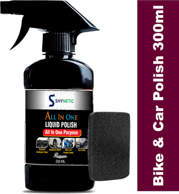 Shynetic Liquid Car Polish for Bumper, Chrome Accent, Dashboard, Exterior, Headlight, Leather, Metal Parts, Tyres(300 ml)