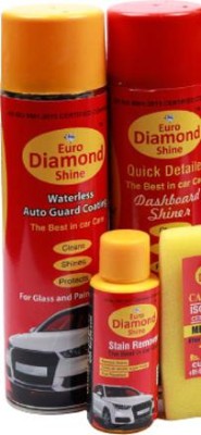 Euro Diamond Shine Liquid Car Polish for Bumper, Chrome Accent, Tyres, Dashboard, Leather, Windscreen, Exterior(1300 ml, Pack of 3)
