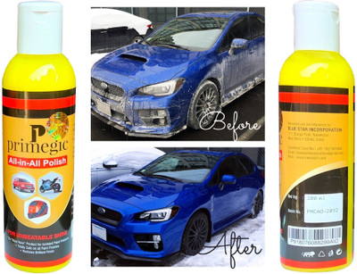 PRIMEGIC Liquid Car Polish for Windscreen, Leather, Metal Parts, Tyres, Exterior, Dashboard, Chrome Accent, Bumper(400 ml, Pack of 2)