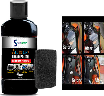 Shynetic Liquid Car Polish for Bumper, Chrome Accent, Dashboard, Exterior, Headlight, Leather, Metal Parts, Tyres(300 ml)