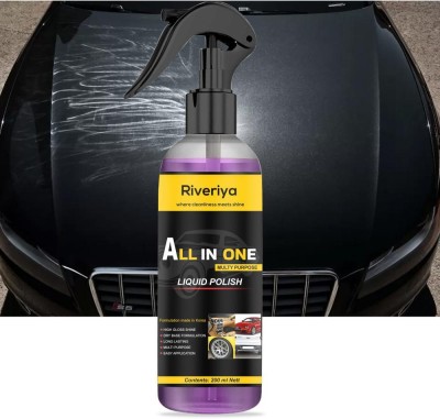 RIVERIYA Liquid Car Polish for Bumper, Chrome Accent, Dashboard, Exterior, Headlight, Leather, Metal Parts, Tyres, Windscreen(200 ml, Pack of 1)