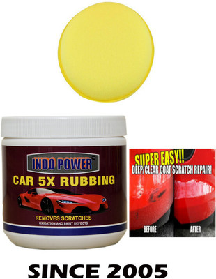 INDOPOWER LC1244-CAR WAX 5X RUBBING 500gm.+One Foam Applicator Pad. BAALCC1250 Vehicle Interior Cleaner(500 g)