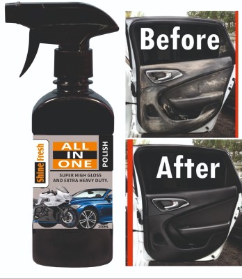 Shine Fresh Liquid Car Polish for Bumper, Chrome Accent, Dashboard, Exterior, Headlight, Leather, Metal Parts, Tyres, Windscreen(250 ml, Pack of 1)