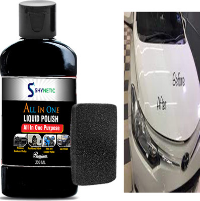 Shynetic Liquid Car Polish for Bumper, Chrome Accent, Dashboard, Exterior, Headlight, Leather, Metal Parts, Tyres(300 ml)