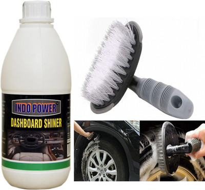 INDOPOWER DASHBOARD SHINER 500ml.+All Tyre Cleaning Brush
 1 pic . Combo