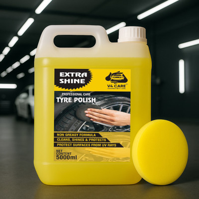 V4 CARE Liquid Car Polish for Tyres, Bumper, Dashboard, Exterior(5 L, Pack of 1)