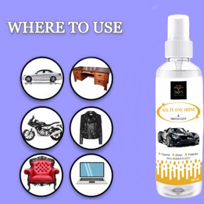 SAPI'S Liquid Car Polish for Bumper, Chrome Accent, Dashboard, Exterior, Headlight, Leather, Metal Parts, Tyres, Windscreen(100 ml)