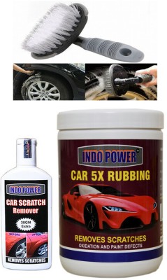 INDOPOWER CAR 5X RUBBING 1kg+ Scratch Remover 100gm.+All Tyre Cleaning Brush Combo