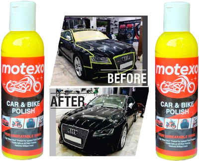 MOTEXO Paste Car Polish for Dashboard, Chrome Accent, Bumper, Exterior, Headlight, Leather, Metal Parts, Windscreen(400 ml, Pack of 2)