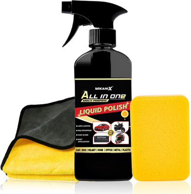 MIKANIX Liquid Car Polish for Metal Parts, Dashboard, Tyres, Leather, Chrome Accent(250 ml, Pack of 3)