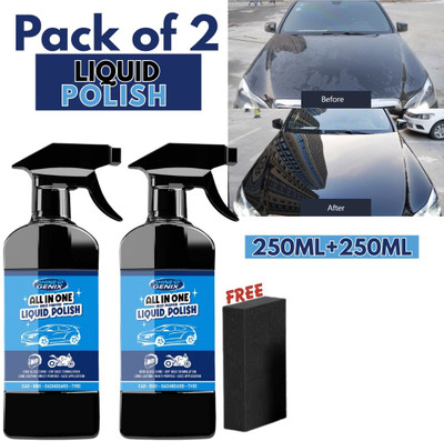 Shine Genix Liquid Car Polish for Dashboard, Chrome Accent, Leather, Tyres, Windscreen, Metal Parts(500 ml, Pack of 2)
