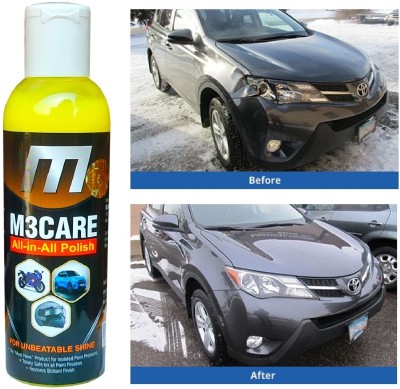 M3CARE Liquid Car Polish for Metal Parts, Chrome Accent, Bumper, Windscreen, Dashboard, Metal Parts, Leather, Exterior(200 ml, Pack of 1)