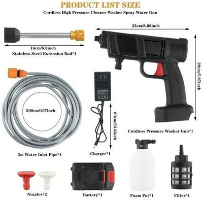 LUXORIO Car Pressure Washer Spry Gun Power with Accessories Multi Nozzle (Multicolour) Pressure Washer