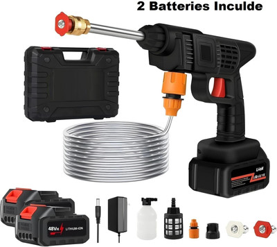 KINGFORU High Pressure Car Washer Pump,48V Portable Rechargeable Cordless Water Spray Gun Pressure Washer