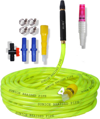 SUNICE 30 METER NEON GREEN RUBBER COATED 3-LAYERED(SIZE:12mm,0.5inch)HOSE Spray Gun