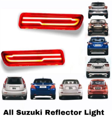 JUST MOD Suzuki Rear Bumper 3 Function Led Reflector Light with Running Indicator Type-A Car Reflector Light(Red)