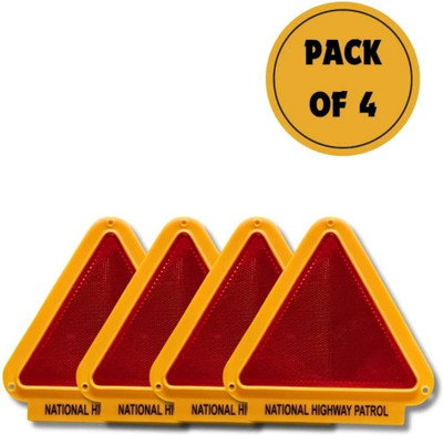 GUIDEAUTOPARTS PACK OF 4 PCS EMERGENCY WARNING REFLECTIVE TRIANGLE Car Reflector Light(Red, Yellow)