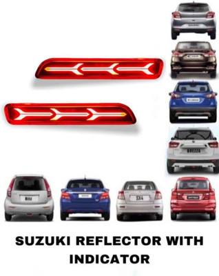 JUST MOD Maruti Suzuki Back Bumper LED Reflector with Running Indicator Type - G Car Reflector Light(Red)