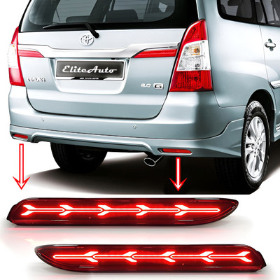 EliteAuto Premium Car Reflector (Taiwan Quality) Arrow Design Led Brake Light for Bumper(Rear/Back) Drl New Design Car Reflector Light(Red)