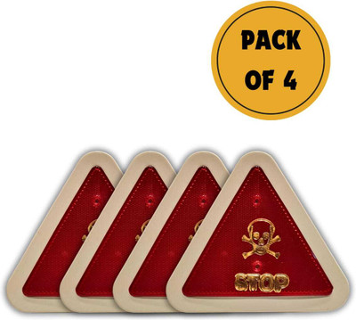 Autocastle PACK OF 4 STOP/DANGER EMERGENCY WARNING REFLECTIVE TRIANGLE FOR ALL VEHICLES Car Reflector Light(Red, White)