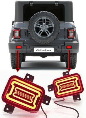 EliteAuto Rear Bumper Led Reflector/DRL For Mahindra Thar with Matrix Running Indicator Car Reflector Light(Red)