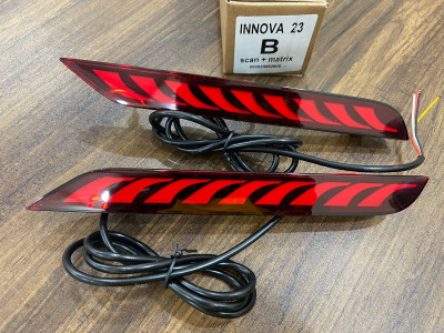 Ride2joy Rear Bumper Reflector Led Compatible for Innova Hycross set of 2 Type B Car Reflector Light(Red)