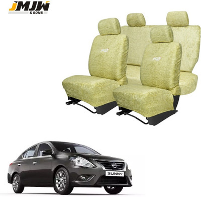 JMJW & SONS Cotton Car Seat Cover For Nissan Sunny(All Detachable Headrest, Mono Back Seat, With Back Seat Arm Rest, 5 Seater, 2 Back Seat Head Rests)