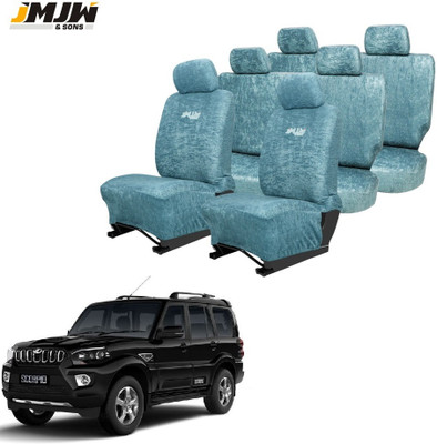 JMJW & SONS Cotton Car Seat Cover For Mahindra New Scorpio(All Detachable Headrest, Mono Back Seat, With Back Seat Arm Rest, 7 Seater, 2 Back Seat Head Rests)