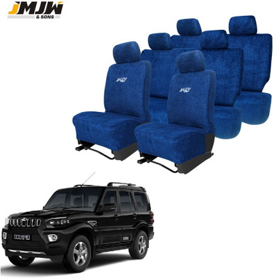 JMJW & SONS Cotton Car Seat Cover For Mahindra New Scorpio(All Detachable Headrest, Mono Back Seat, With Back Seat Arm Rest, 7 Seater, 2 Back Seat Head Rests)