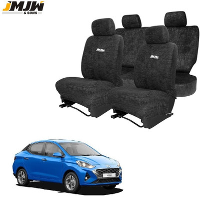 JMJW & SONS Cotton Car Seat Cover For Hyundai Aura(Back Detachable Headrest, Mono Back Seat, With Back Seat Arm Rest, 5 Seater, 2 Back Seat Head Rests)