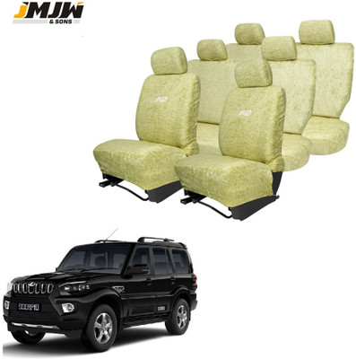 JMJW & SONS Cotton Car Seat Cover For Mahindra New Scorpio(All Detachable Headrest, Mono Back Seat, With Back Seat Arm Rest, 7 Seater, 2 Back Seat Head Rests)