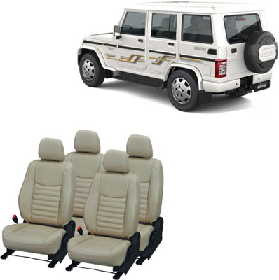 AutoSafe Leather Car Seat Cover For Mahindra Bolero 7S(Detachable Head Rest, Mono Back Seat, 7 Seater, 2 Back Seat Head Rests)