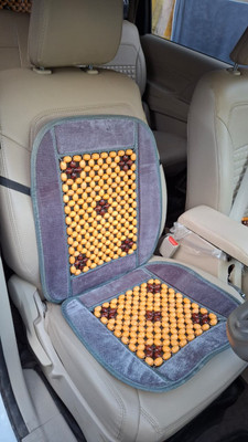 VELVET WOODEN SEAT BEADS Velvet Car Seat Cover For Universal For Car Universal For Car(All Detachable Headrest, Split Back Seat, Without Back Seat Arm Rest, 7 Seater)