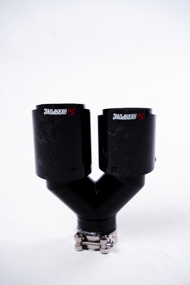 dream mods Forged Carbon Double Tip Exhaust – Sporty Dual Outlet for Universal Cars  Car Silencer(Slip-on Exhaust System)