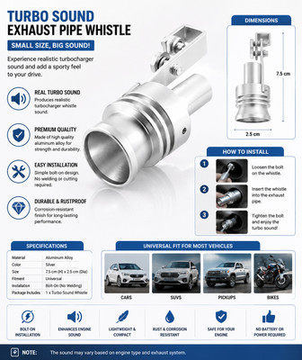 Trendwala Turbo Sound Car Silencer Whistle Aluminum Exhaust Pipe 03  Car Silencer(External)