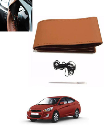 ABJD Hand Stiched Steering Cover For Mahindra Verna(Tan, Leatherite)
