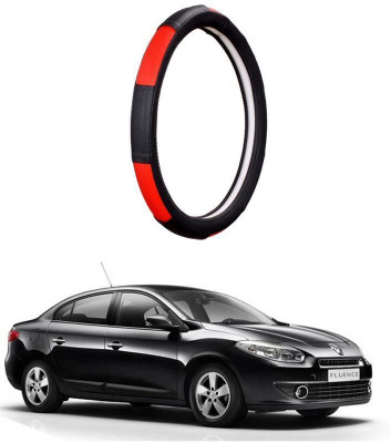 AUTO PEARL Steering Cover For Renault Fluence(Gold Blaze Black and Red, Leatherite)