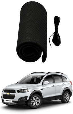 RKPSP Hand Stiched Steering Cover For Universal For Car Captiva(Black, Leatherite)