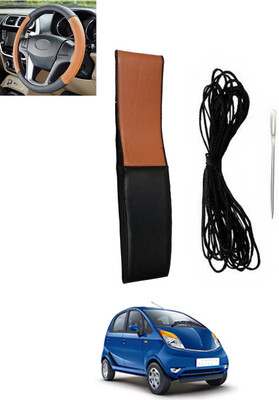 monolive Hand Stiched Steering Cover For Tata Nano(Tan, Black, Leatherite)