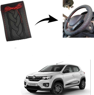 Autoinnovation Hand Stiched Steering Cover For Renault Kwid(Black, Leather)