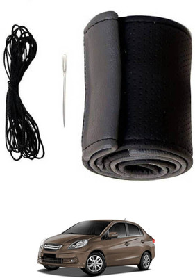 ABJD Hand Stiched Steering Cover For Mahindra Amaze(Grey, Black, Leatherite)