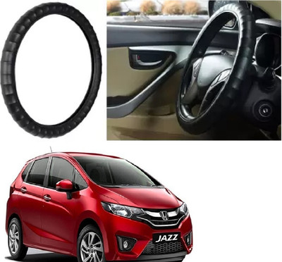Shubh Auto Hand Stiched Steering Cover For Honda Jazz(Black, Leatherite)