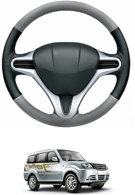 MATIES Steering Cover For Tata Sumo Grande(Grey, Black, Leather)