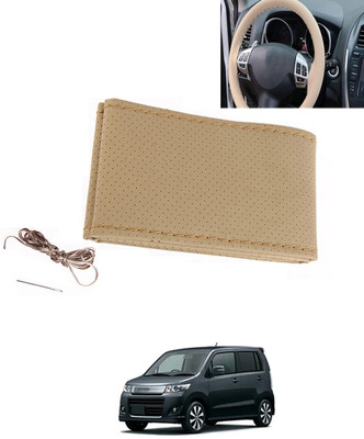 MATIES Hand Stiched Steering Cover For Universal For Car WagonR Stingray(Beige, Leatherite)