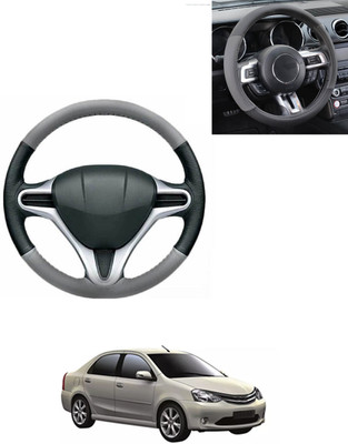 AYW Steering Cover For Toyota Etios Liva(Grey/Black, Leatherite)