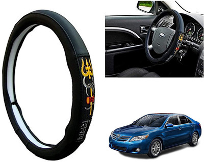 GS Grow n Shine Hand Stiched Steering Cover For Toyota Camry(Black, Leatherite)