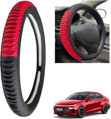 PEEPS STORE Steering Cover For Hyundai Verna(Black, Leatherite)