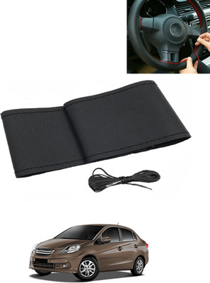 AYW Hand Stiched Steering Cover For Honda Amaze(Black, Leatherite)